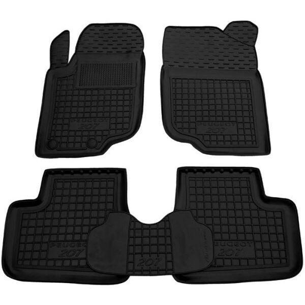 Коврики в салон Peugeot 207 2006-2012 резиновые, чёрные (AVTO-Gumm)