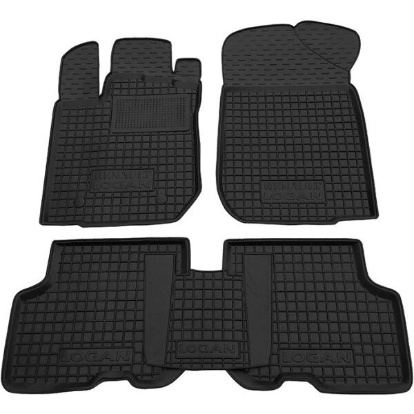 Коврики в салон Renault Logan 2013- резиновые, чёрные (AVTO-Gumm)