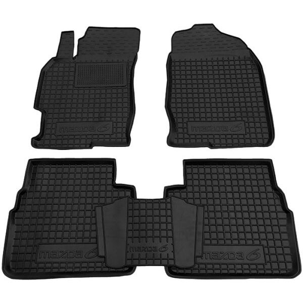 Коврики в салон Mazda 6 2007-2013 резиновые, чёрные (AVTO-Gumm)