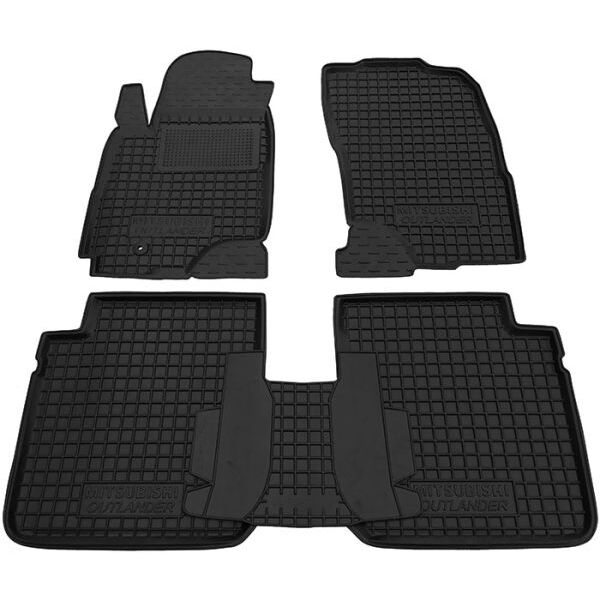 Коврики в салон Mitsubishi Outlander 2003-2007 (АКПП) резиновые, чёрные (AVTO-Gumm)
