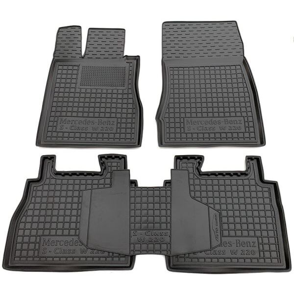 Коврики в салон Mercedes S (W220) 1998-2005 резиновые, чёрные (AVTO-Gumm)