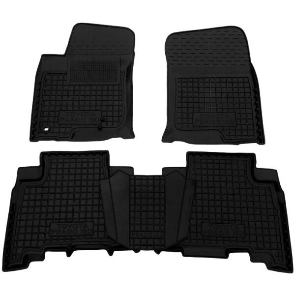 Коврики в салон Toyota Land Cruiser Prado 150 2010-/2013-/2017- резиновые, чёрные (AVTO-Gumm)