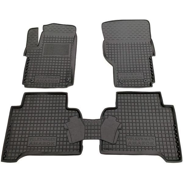 Коврики в салон Volkswagen Amarok 2009- резиновые, чёрные (AVTO-Gumm)