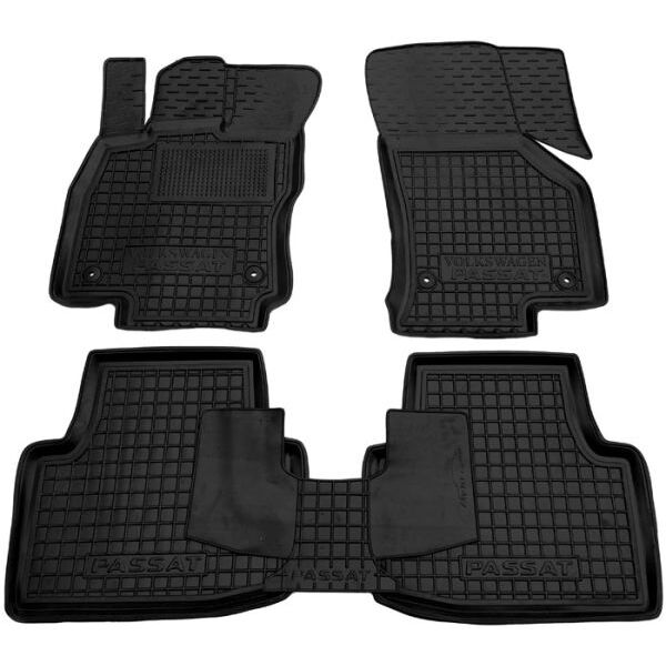 Коврики в салон Volkswagen Passat B8 2015- резиновые, чёрные (AVTO-Gumm)
