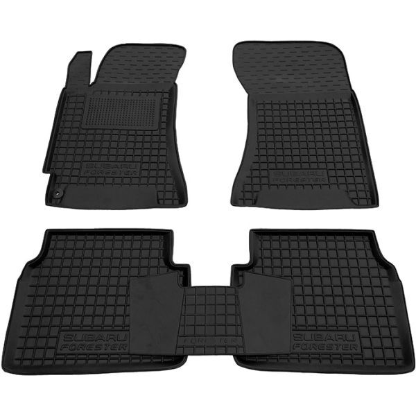 Коврики в салон Subaru Forester 2 2002-2008 резиновые, чёрные (AVTO-Gumm)