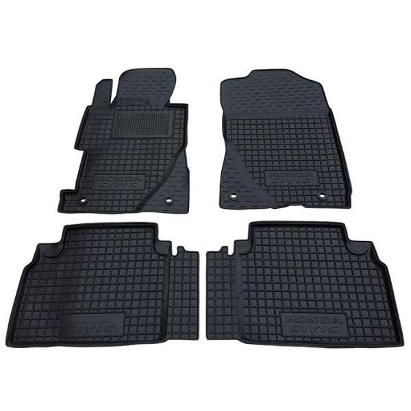 Коврики в салон Honda Civic 4D Sedan 2006- резиновые, чёрные (AVTO-Gumm)