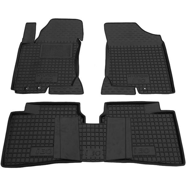 Коврики в салон Hyundai i30 2007-2012 резиновые, чёрные (AVTO-Gumm)