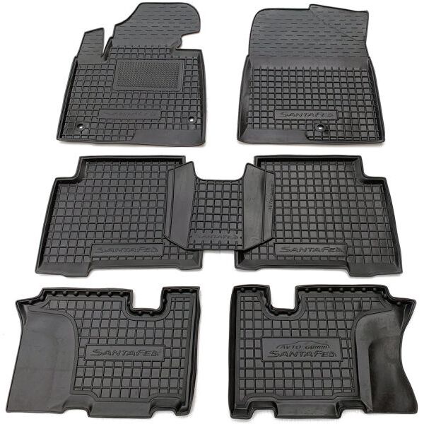 Коврики в салон Hyundai Grand Santa Fe 2013- резиновые, чёрные (AVTO-Gumm)