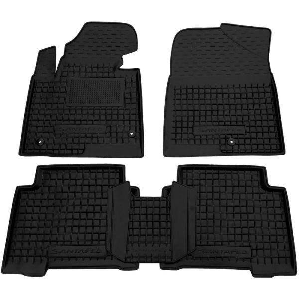 Коврики в салон Hyundai Santa Fe (DM) 2012- резиновые, чёрные (AVTO-Gumm)