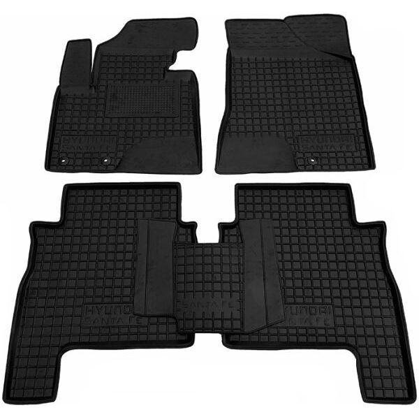 Коврики в салон Hyundai Santa Fe 2010-2012 резиновые, чёрные (AVTO-Gumm)