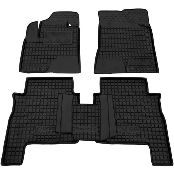 Коврики в салон Hyundai Santa Fe 2006-2010 резиновые, чёрные (AVTO-Gumm)
