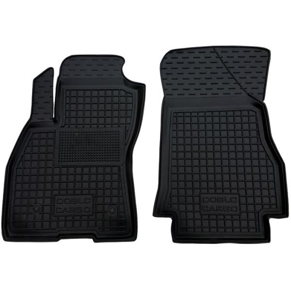 Коврики в салон Fiat Doblo Cargo 2010-2022 1+1 резиновые, чёрные (AVTO-Gumm)