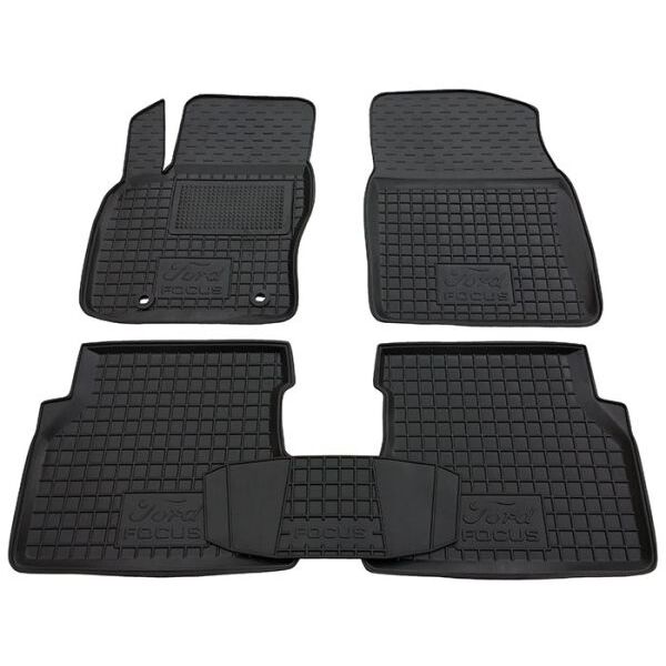 Коврики в салон Ford Focus 2 2004-2010 резиновые, чёрные (AVTO-Gumm)