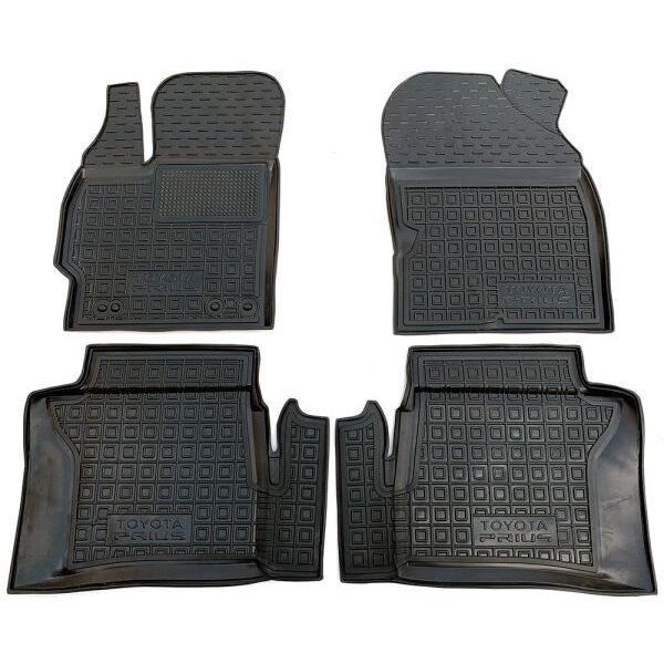 Коврики в салон Toyota Prius 2010-2015 резиновые, чёрные (AVTO-Gumm)