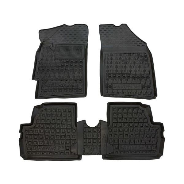 Коврики в салон Ravon R2 2015- резиновые, чёрные (AVTO-Gumm)
