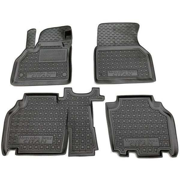 Коврики в салон Mercedes Citan 2012- резиновые, чёрные (AVTO-Gumm)