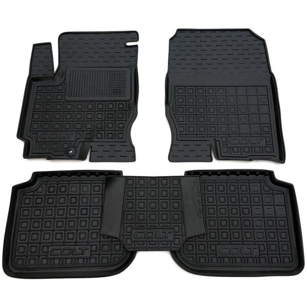 Коврики в салон Mitsubishi Colt 2004-2009 5 дверей резиновые, чёрные (AVTO-Gumm)