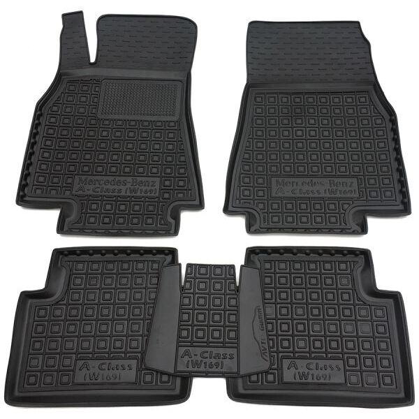 Коврики в салон Mercedes A (W169) 2005-2012 резиновые, чёрные (AVTO-Gumm)
