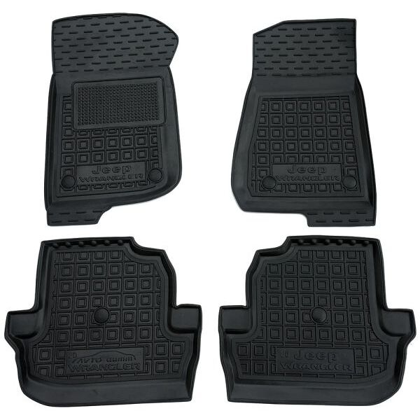 Коврики в салон Jeep Wrangler 2018- 2 двери резиновые, чёрные (AVTO-Gumm)