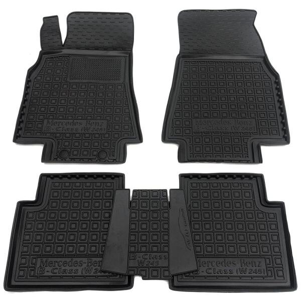 Коврики в салон Mercedes B (W245) 2005-2011 резиновые, чёрные (AVTO-Gumm)