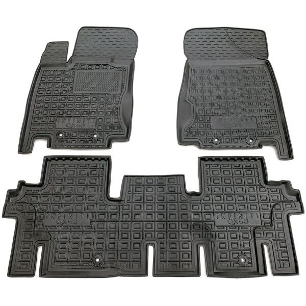 Коврики в салон Infiniti JX/QX60 2012- 5 мест резиновые, чёрные (AVTO-Gumm)