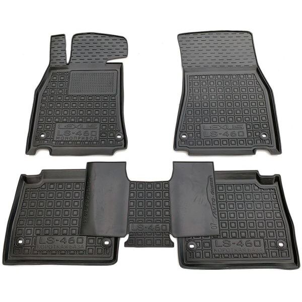 Коврики в салон Lexus LS 460 2006- 2WD, короткая база резиновые, чёрные (AVTO-Gumm)