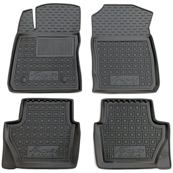 Коврики в салон Ford Fiesta 2010-2016 седан, USA резиновые, чёрные (AVTO-Gumm)