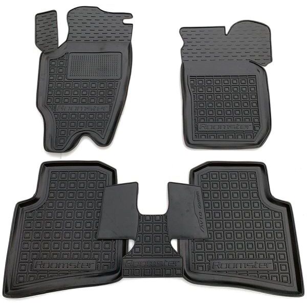 Коврики в салон Skoda Roomster 2006- резиновые, чёрные (AVTO-Gumm)