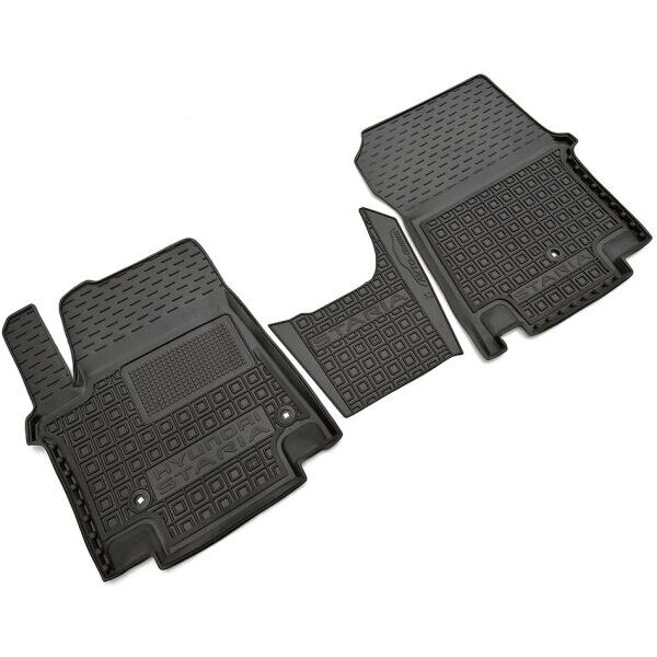 Коврики в салон Hyundai Staria 2021- 7 мест, 1+1, передние резиновые, чёрные (AVTO-Gumm)