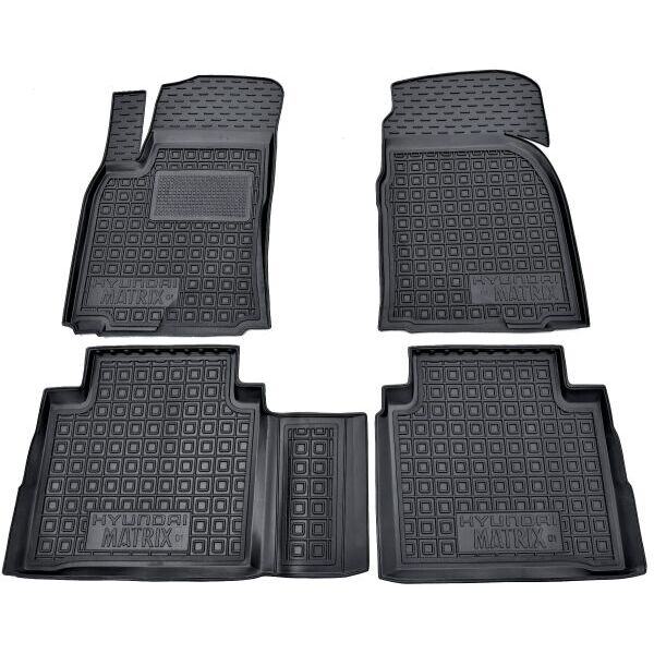 Коврики в салон Hyundai Matrix 2001-2010 резиновые, чёрные (AVTO-Gumm)