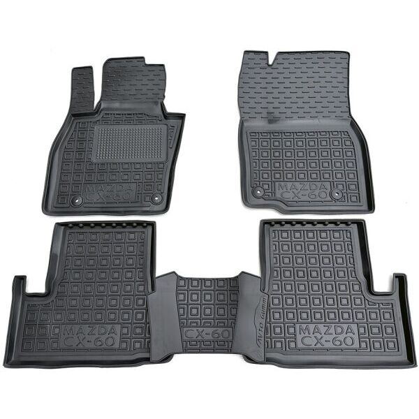 Коврики в салон Mazda CX-60 2022- резиновые, чёрные (AVTO-Gumm)