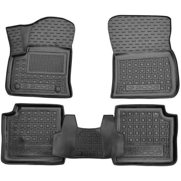 Коврики в салон Peugeot e-2008 2021- резиновые, чёрные (AVTO-Gumm)