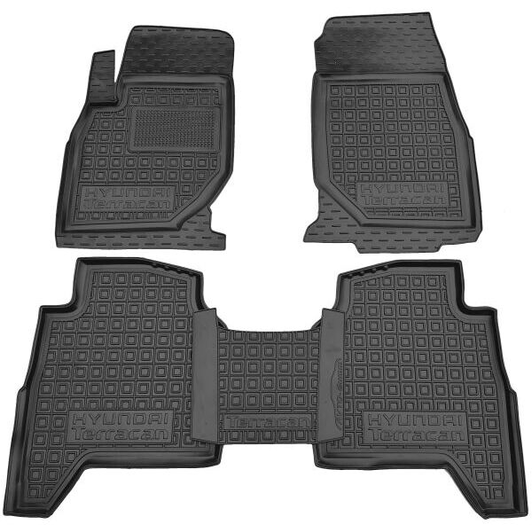 Коврики в салон Hyundai Terracan 2001-2007 резиновые, чёрные (AVTO-Gumm)