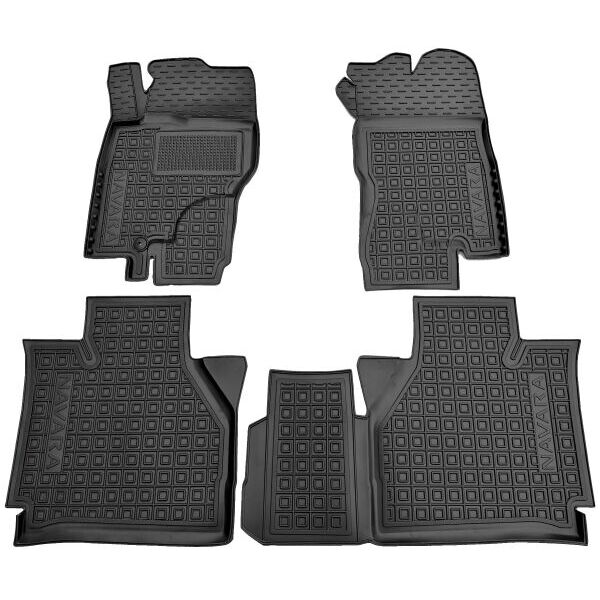 Коврики в салон Nissan Navara King Cab 2005- резиновые, чёрные (AVTO-Gumm)