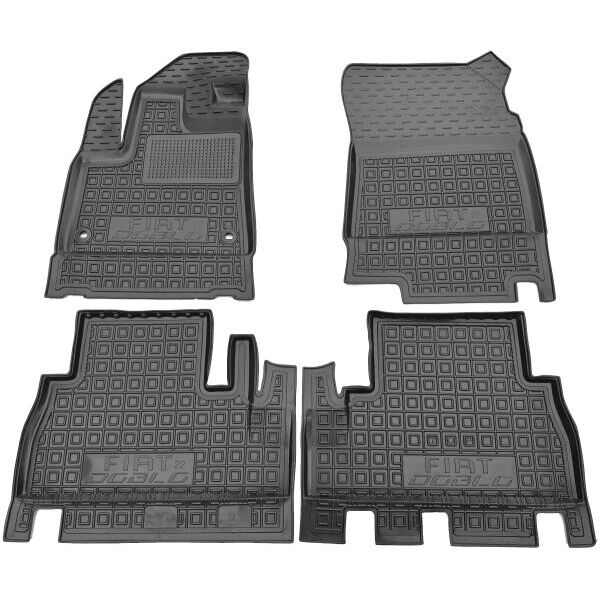 Коврики в салон Fiat Doblo 2023- Top, с подлокотником резиновые, чёрные (AVTO-Gumm)