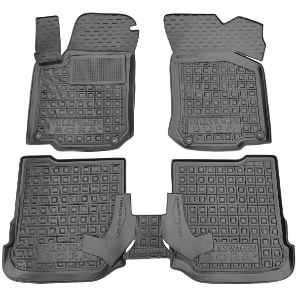 Коврики в салон Volkswagen Bora 1998-2005 резиновые, чёрные (AVTO-Gumm)