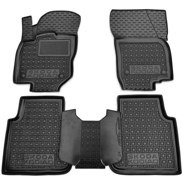 Коврики в салон Skoda Kodiaq 2024- резиновые, чёрные (AVTO-Gumm)